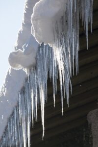 Ice dam over roof edge